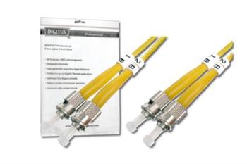 DIGITUS Fiber Optic Patch Cord, ST to ST, Singlemode, OS1, 09/125 µ, Duplex Length 10m