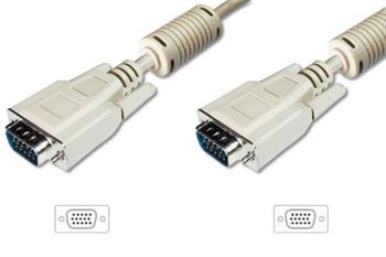 Digitus Premium připojovací VGA kabel, 3xstíněný, 2xferity, šedý, AWG28, Měď, 10m