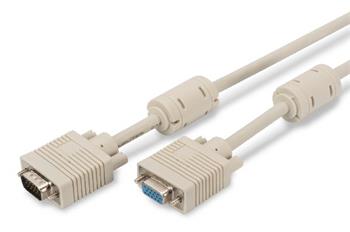 Digitus Prodlužovací kabel monitoru VGA, HD15 M / F, 1,8 m, 3Coax / 7C, 2xferit, be