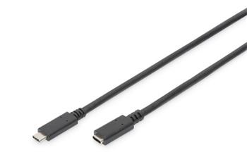 Digitus Prodlužovací kabel USB C na C samec/samice 2m, 3A, 480 MB, verze 2.0, bl