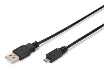 Digitus USB 2.0 connection cable, type A - micro B M/M, 1.0m, USB 2.0 conform, bl