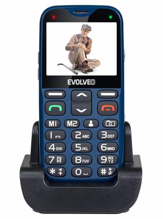 EVOLVEO EasyPhone XG, mobilní telefon pro seniory s nabíjecím stojánkem (modrá barva)