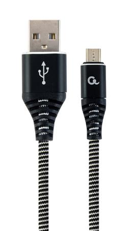 GEMBIRD CABLEXPERT Kabel USB 2.0 AM na MicroUSB (AM/BM), 1m, opletený, černo-bílý, blister, PREMIUM QUALITY