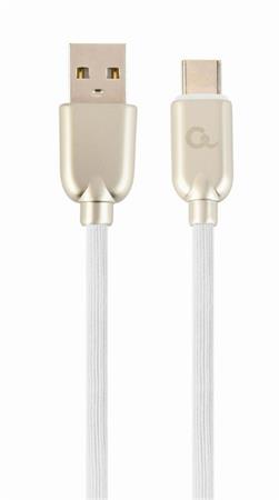 GEMBIRD CABLEXPERT Kabel USB 2.0 AM na Type-C kabel (AM/CM), 2m, pogumovaný, bílý, blister, PREMIUM QUALITY