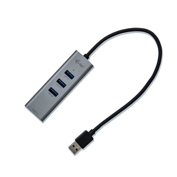 i-Tec USB3.0 HUB 3port Metal + Gigabit Ethernet adaptér, 1x USB na RJ-45