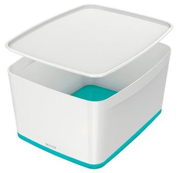 LEITZ Úložný box s víkem MyBox, velikost L, bílá/ledově modrá