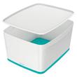 LEITZ Úložný box s víkem MyBox, velikost L, bílá/ledově modrá