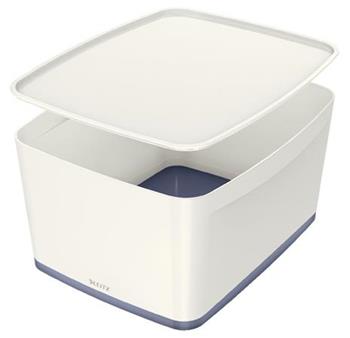 LEITZ Úložný box s víkem MyBox, velikost L, bílá/šedá