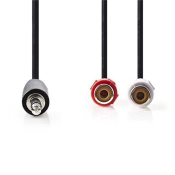 Nedis CAGB22250BK02 - Stereofonní Audio Kabel | 3,5mm Zástrčka - 2x RCA Zásuvka | 0,2 m | Černá barva