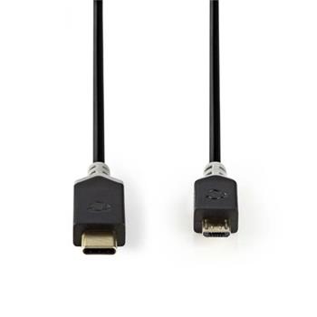 Nedis CCBW60750AT10 - USB 2.0 kabel | Typ-C Zástrčka - Micro B Zástrčka | 1 m | Antracit