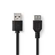 Nedis CCGP60010BK02 - USB 2.0 kabel | A Zástrčka - A Zásuvka | 0,2 m | Černá barva