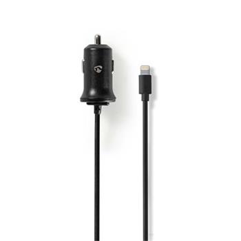 Nedis CCHAL240ABK - Nabíječka do Auta | 2.4 A | Pevný kabel | Apple Lighting | Černá barva