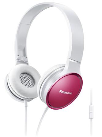 Panasonic RP-HF300ME-P, drátové sluchátka, přes hlavu, skládací, 3,5mm jack, mikrofon, kabel 1,2m, růžová
