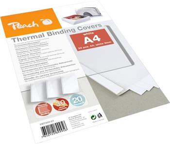 PEACH vazací přebal Thermal Binding Covers A4 3mm, 200 g/m2, bílé, 20 ks
