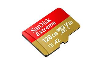 SanDisk Extreme microSDXC 128GB - 160MB/s R/90MB/s W, A2 C10 V30 UHS-I, Adapter