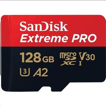 SanDisk Extreme PRO microSDXC 128GB - 170MB/s R/90MB/s W, A2 C10 V30 UHS-I, Adapter