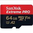 SanDisk Extreme PRO microSDXC 64GB - 170MB/s R/90MB/s W, A2 C10 V30 UHS-I, Adapter