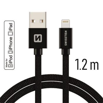 SWISSTEN DATA CABLE USB / LIGHTNING MFi TEXTILE 1,2M BLACK