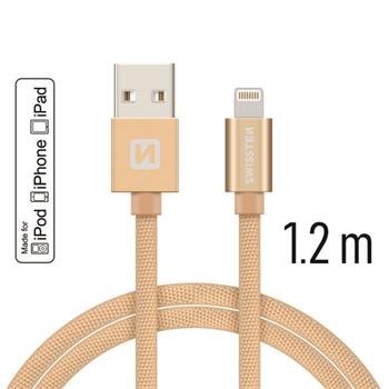 SWISSTEN DATA CABLE USB / LIGHTNING MFi TEXTILE 1,2M GOLD