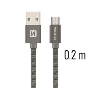 SWISSTEN DATA CABLE USB / MICRO USB TEXTILE 0,2M GREY