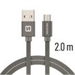 SWISSTEN DATA CABLE USB / MICRO USB TEXTILE 2,0M GREY