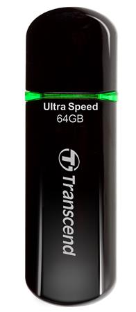 Transcend 64GB JetFlash 600, USB 2.0 flash disk, MLC, černo/zelený, LED indikace